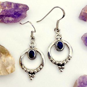 NIB Sterling Silver Blue Lapis Dangle Earrings 006